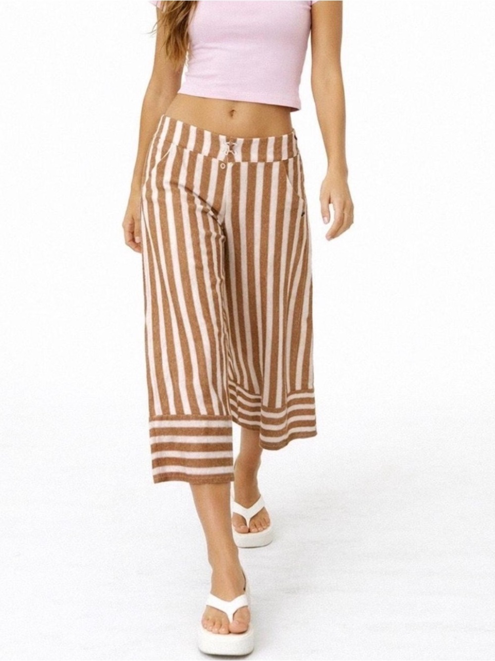Roxy brown pink and white pants